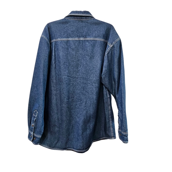 Levi's Denim Button Up Jacket Fleece Lining 100% Cotton Shell Size L - Picture 2 of 4